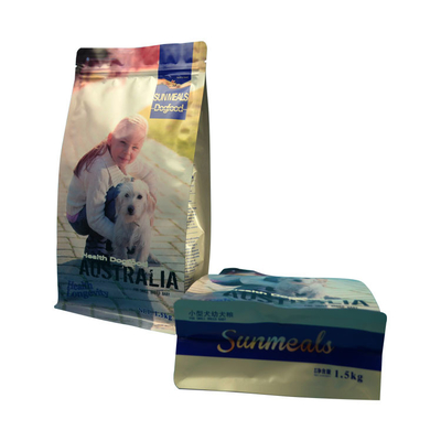 رنگارنگ ضد رطوبت زیپ قفل آلومینیوم گرمایی مهر و موم بسته بندی پایین تخت کیسه برای گربه سگ غذای حیوانات خانگی میان وعده درمان